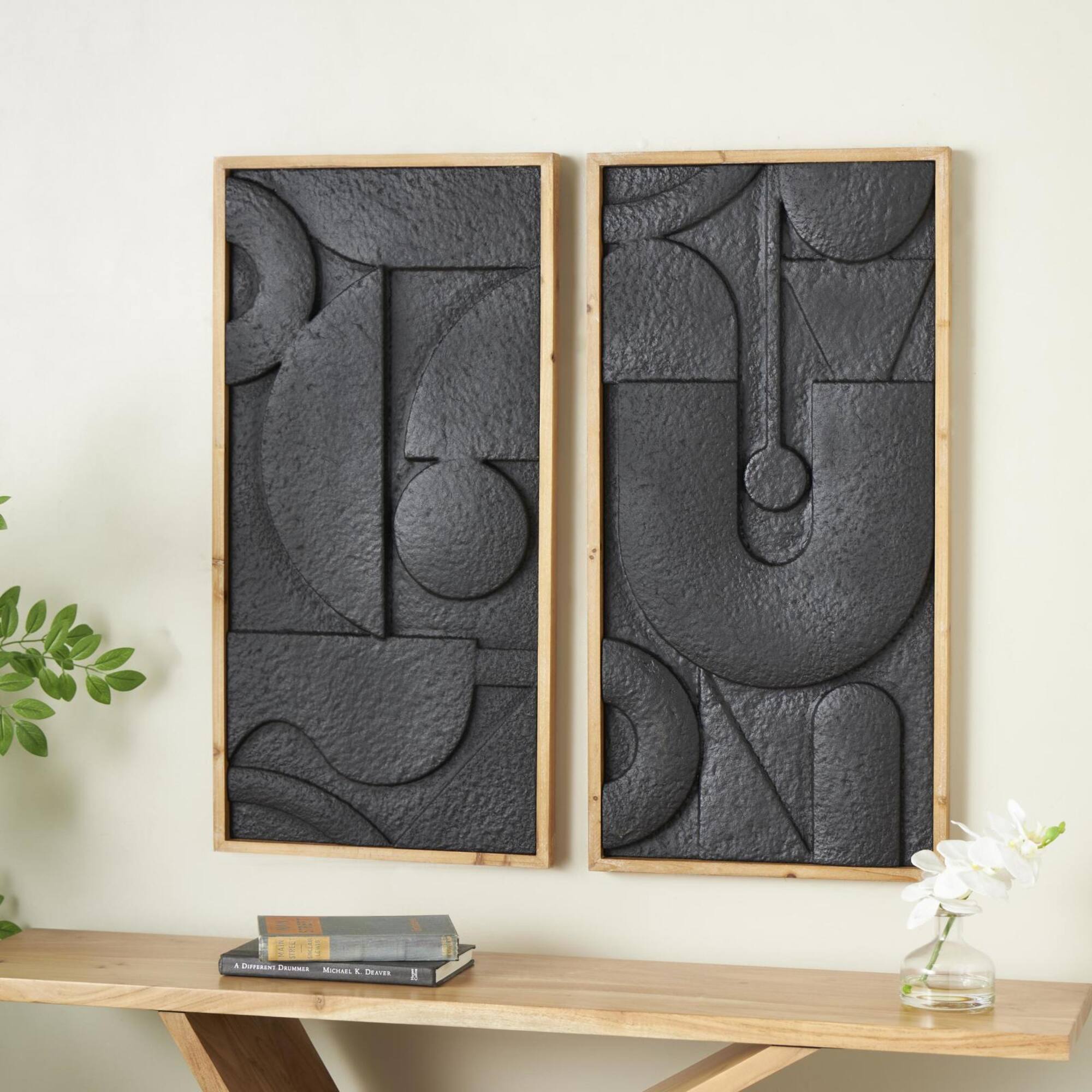 16" x 31.5" Black Metal Geometric Wall Décor, 2ct.
